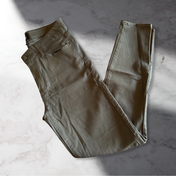 Paige Horton Ankle Skinny Jean Coated Denim In Olive Size 29 - Picture 5 of 11